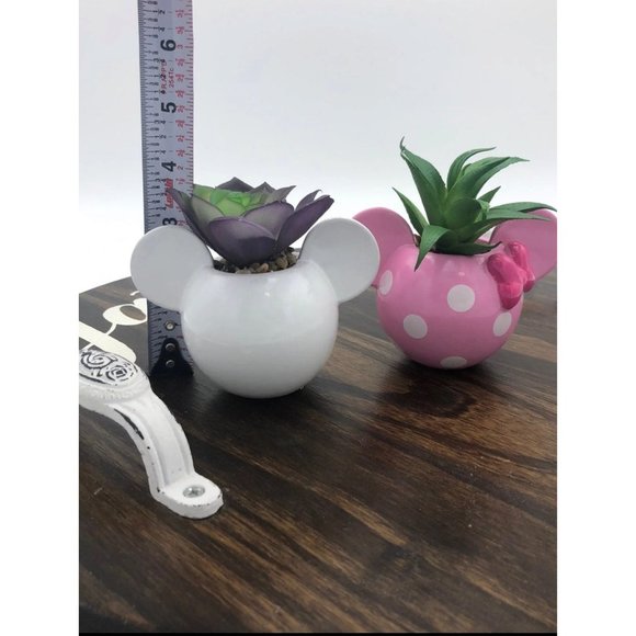 Disney Mickey and Minnie Mouse mini planters with Faux Succulents - Picture 5 of 6